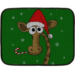 Christmas Giraffe  Double Sided Fleece Blanket (mini)  by Valentinaart