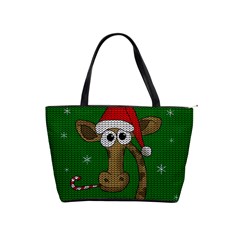 Christmas Giraffe  Shoulder Handbags by Valentinaart