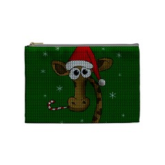 Christmas Giraffe  Cosmetic Bag (medium)  by Valentinaart