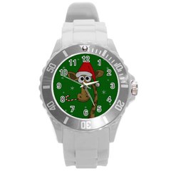 Christmas Giraffe  Round Plastic Sport Watch (l) by Valentinaart