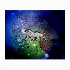 Wonderful Lion Silhouette On Dark Colorful Background Small Glasses Cloth by FantasyWorld7