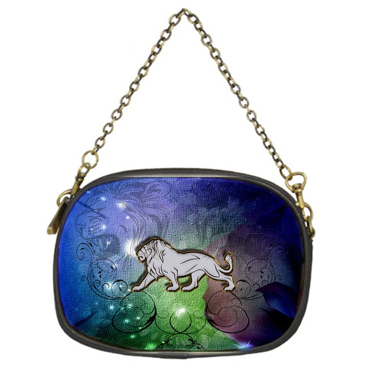 Wonderful Lion Silhouette On Dark Colorful Background Chain Purses (One Side) 