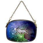 Wonderful Lion Silhouette On Dark Colorful Background Chain Purses (Two Sides)  Back