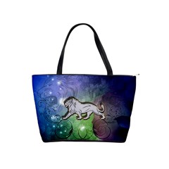 Wonderful Lion Silhouette On Dark Colorful Background Shoulder Handbags by FantasyWorld7