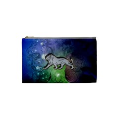 Wonderful Lion Silhouette On Dark Colorful Background Cosmetic Bag (small)  by FantasyWorld7