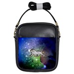 Wonderful Lion Silhouette On Dark Colorful Background Girls Sling Bags Front