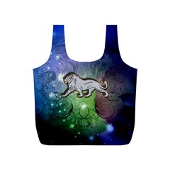 Wonderful Lion Silhouette On Dark Colorful Background Full Print Recycle Bags (s)  by FantasyWorld7