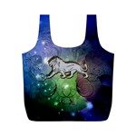 Wonderful Lion Silhouette On Dark Colorful Background Full Print Recycle Bags (M)  Front