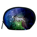 Wonderful Lion Silhouette On Dark Colorful Background Accessory Pouches (Medium)  Front