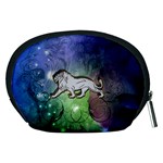 Wonderful Lion Silhouette On Dark Colorful Background Accessory Pouches (Medium)  Back