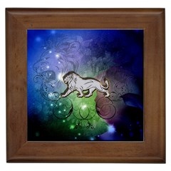 Wonderful Lion Silhouette On Dark Colorful Background Framed Tiles by FantasyWorld7