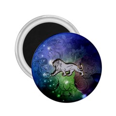 Wonderful Lion Silhouette On Dark Colorful Background 2 25  Magnets by FantasyWorld7