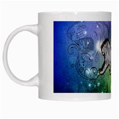 Wonderful Lion Silhouette On Dark Colorful Background White Mugs by FantasyWorld7