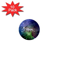 Wonderful Lion Silhouette On Dark Colorful Background 1  Mini Magnet (10 Pack)  by FantasyWorld7