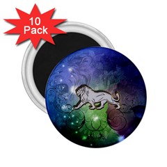 Wonderful Lion Silhouette On Dark Colorful Background 2 25  Magnets (10 Pack)  by FantasyWorld7