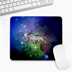 Wonderful Lion Silhouette On Dark Colorful Background Large Mousepads by FantasyWorld7