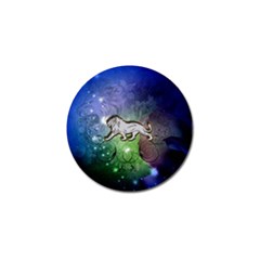 Wonderful Lion Silhouette On Dark Colorful Background Golf Ball Marker by FantasyWorld7