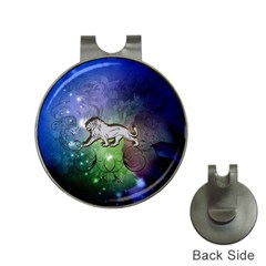 Wonderful Lion Silhouette On Dark Colorful Background Hat Clips With Golf Markers by FantasyWorld7