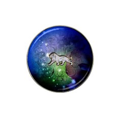 Wonderful Lion Silhouette On Dark Colorful Background Hat Clip Ball Marker by FantasyWorld7