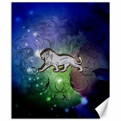 Wonderful Lion Silhouette On Dark Colorful Background Canvas 8  X 10  by FantasyWorld7