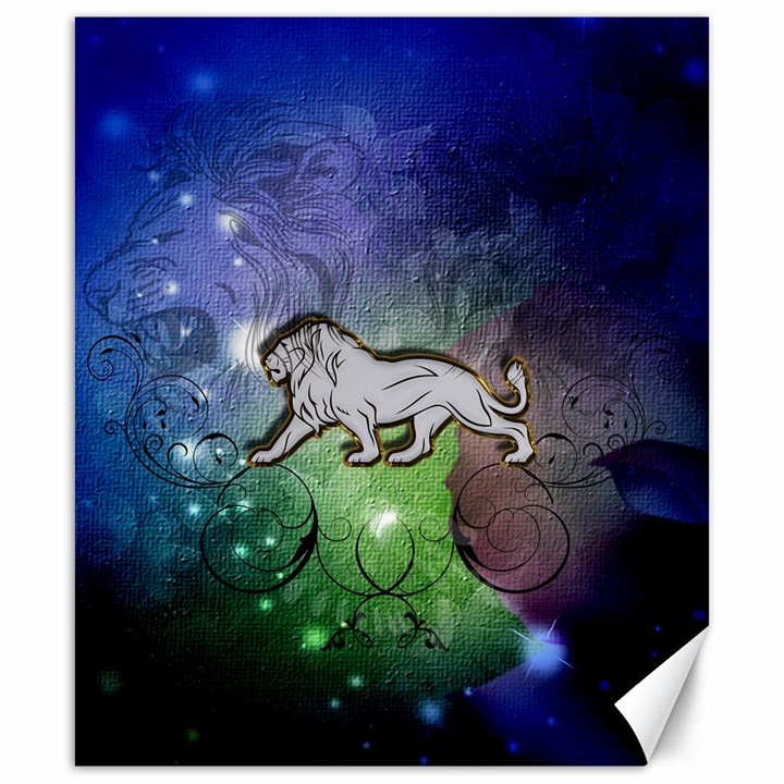 Wonderful Lion Silhouette On Dark Colorful Background Canvas 20  x 24  