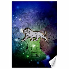 Wonderful Lion Silhouette On Dark Colorful Background Canvas 20  X 30   by FantasyWorld7