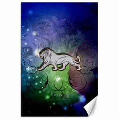 Wonderful Lion Silhouette On Dark Colorful Background Canvas 24  X 36  by FantasyWorld7