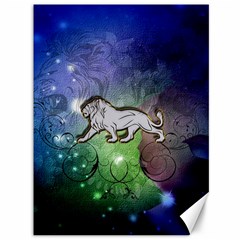 Wonderful Lion Silhouette On Dark Colorful Background Canvas 36  X 48   by FantasyWorld7