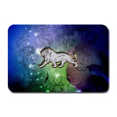 Wonderful Lion Silhouette On Dark Colorful Background Plate Mats by FantasyWorld7