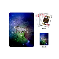 Wonderful Lion Silhouette On Dark Colorful Background Playing Cards (mini)  by FantasyWorld7