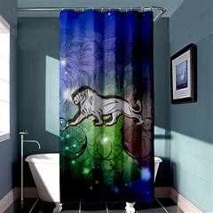 Wonderful Lion Silhouette On Dark Colorful Background Shower Curtain 36  X 72  (stall)  by FantasyWorld7