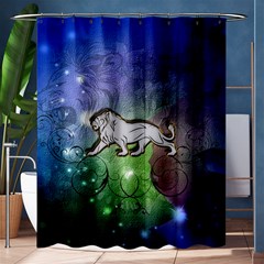 Wonderful Lion Silhouette On Dark Colorful Background Shower Curtain 60  X 72  (medium)  by FantasyWorld7