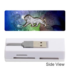 Wonderful Lion Silhouette On Dark Colorful Background Memory Card Reader (stick)  by FantasyWorld7