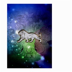 Wonderful Lion Silhouette On Dark Colorful Background Small Garden Flag (two Sides) by FantasyWorld7