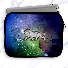 Wonderful Lion Silhouette On Dark Colorful Background Apple Ipad 2/3/4 Zipper Cases by FantasyWorld7