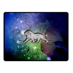 Wonderful Lion Silhouette On Dark Colorful Background Double Sided Fleece Blanket (small)  by FantasyWorld7