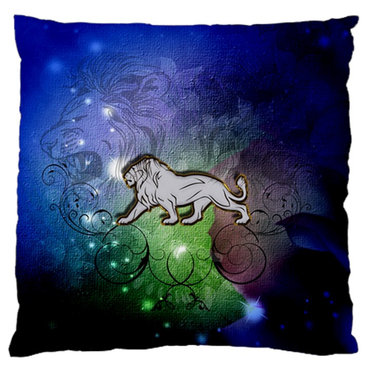 Wonderful Lion Silhouette On Dark Colorful Background Standard Flano Cushion Case (Two Sides)