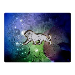 Wonderful Lion Silhouette On Dark Colorful Background Double Sided Flano Blanket (mini)  by FantasyWorld7