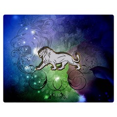 Wonderful Lion Silhouette On Dark Colorful Background Double Sided Flano Blanket (medium)  by FantasyWorld7