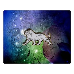 Wonderful Lion Silhouette On Dark Colorful Background Double Sided Flano Blanket (large)  by FantasyWorld7