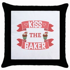 Kiss The Baker Throw Pillow Case (black) by BakersandArtists