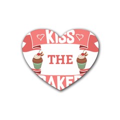 Kiss The Baker Heart Coaster (4 Pack)  by BakersandArtists