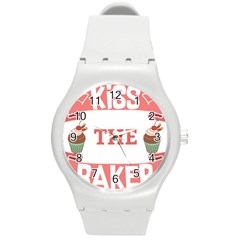 Kiss The Baker Round Plastic Sport Watch (m) by BakersandArtists