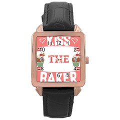 Kiss The Baker Rose Gold Leather Watch 