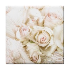 Pastel Roses Antique Vintage Tile Coasters