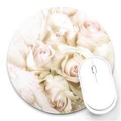 Pastel Roses Antique Vintage Round Mousepads by Celenk