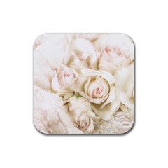 Pastel Roses Antique Vintage Rubber Coaster (square) 