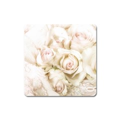 Pastel Roses Antique Vintage Square Magnet