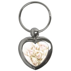 Pastel Roses Antique Vintage Key Chains (heart)  by Celenk