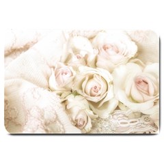 Pastel Roses Antique Vintage Large Doormat  by Celenk